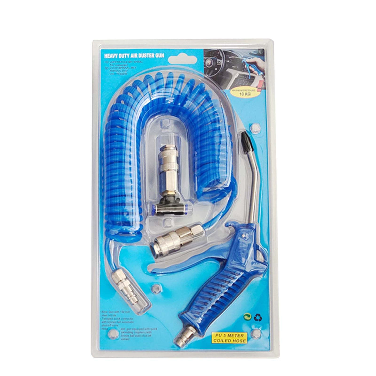 Druckluft Ausblaspistole Spiralschlauch 5m T-Stück Pistole Druckluftpistole