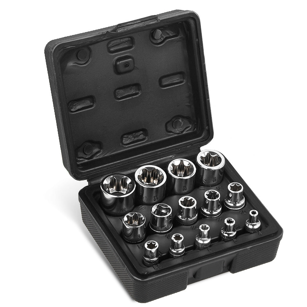14x Torx Nüsse Satz Steckschlüssel Vielzahn Stecknuss Set 1/2" 1/4" 3/8"