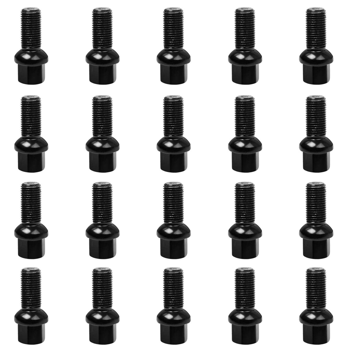 20 Radschrauben M14 28mm Schwarz SW17 Radbolzen Alufelgen