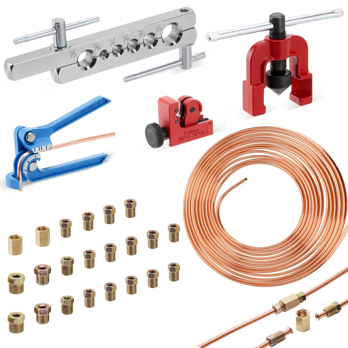25ft 3/16'' Copper Coated Brake Line Kit w/ Single