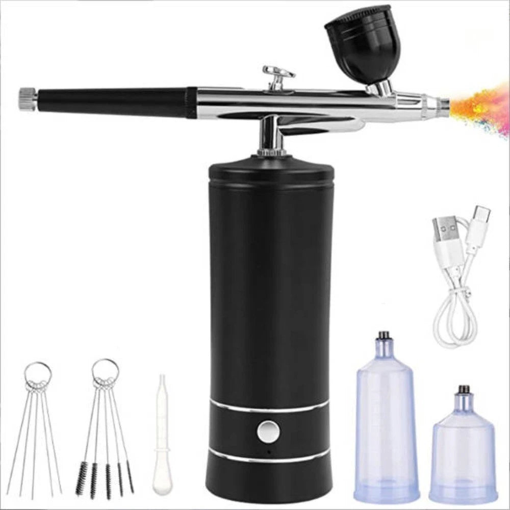 Airbrush Set Spritzpistole mit Kompressor Mini Kabellose