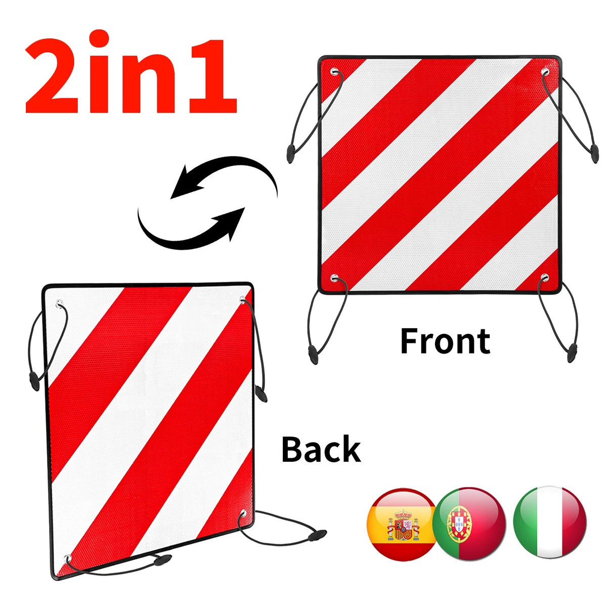 3in1 Warntafel Warnschild reflektierend 50 x50CM Reflektierendes
