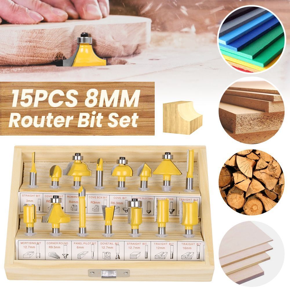 Fräsersatz HM Schaft 8mm Nutfräser Profilfräser für Oberfräse Holzfräser