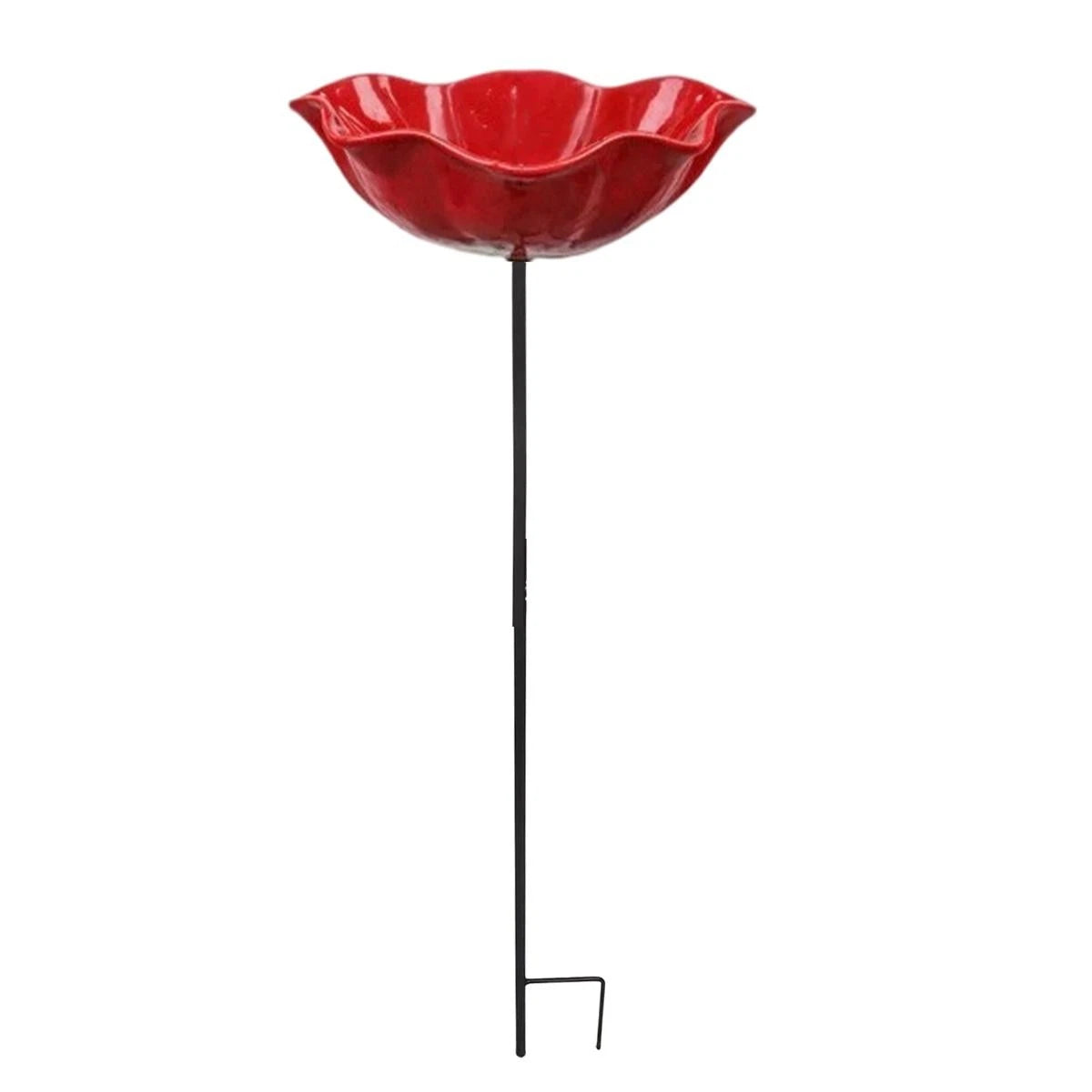 Gartenstecker Vogeltränke aus Metall Blumen Design