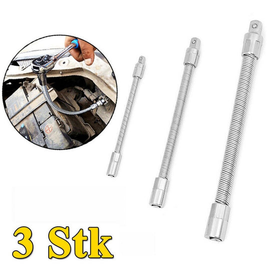 3x Flexible Verlängerung Biegsame Stecknuss Adapter 1/4" + 3/8" + 1/2"