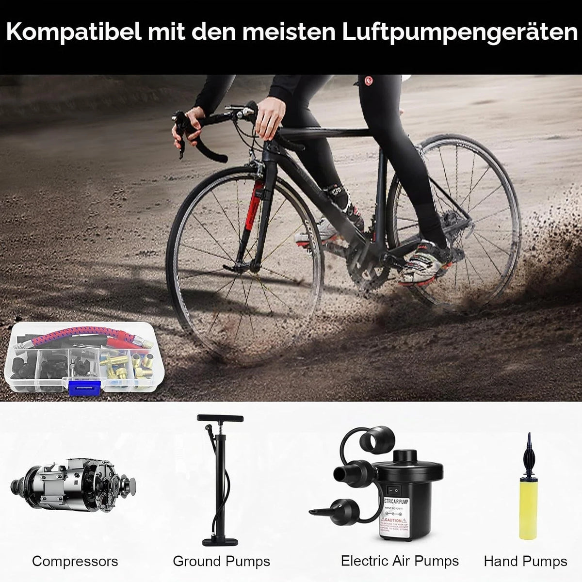 Fahrradventil Adapter Set Französisches Autoventil Kompressor