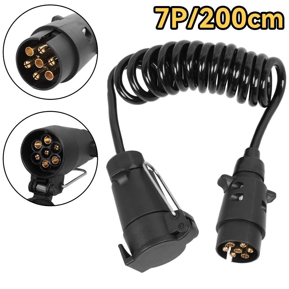 Verlängerungskabel Anhängerkabel 7 polig 2m 12V Stecker Spiralkabel Anhänger