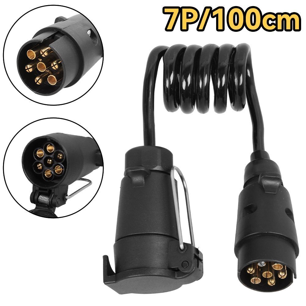 Verlängerungskabel Anhängerkabel 7 polig 1m 12V Stecker Spiralkabel Anhänger