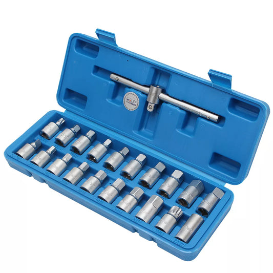 21tlg Öldienst Schlüsselsatz Ölwechsel Werkzeug Ölwannenschlüssel 3/8" 8-17mm